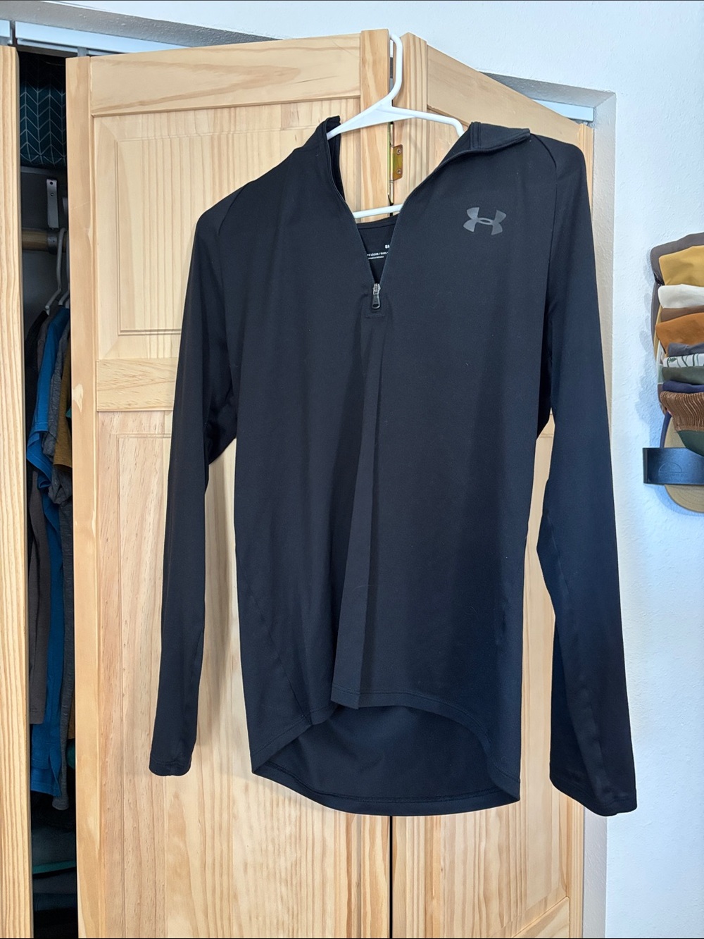 Under Armour Black Hooded Quarter-Zip Athletic Top